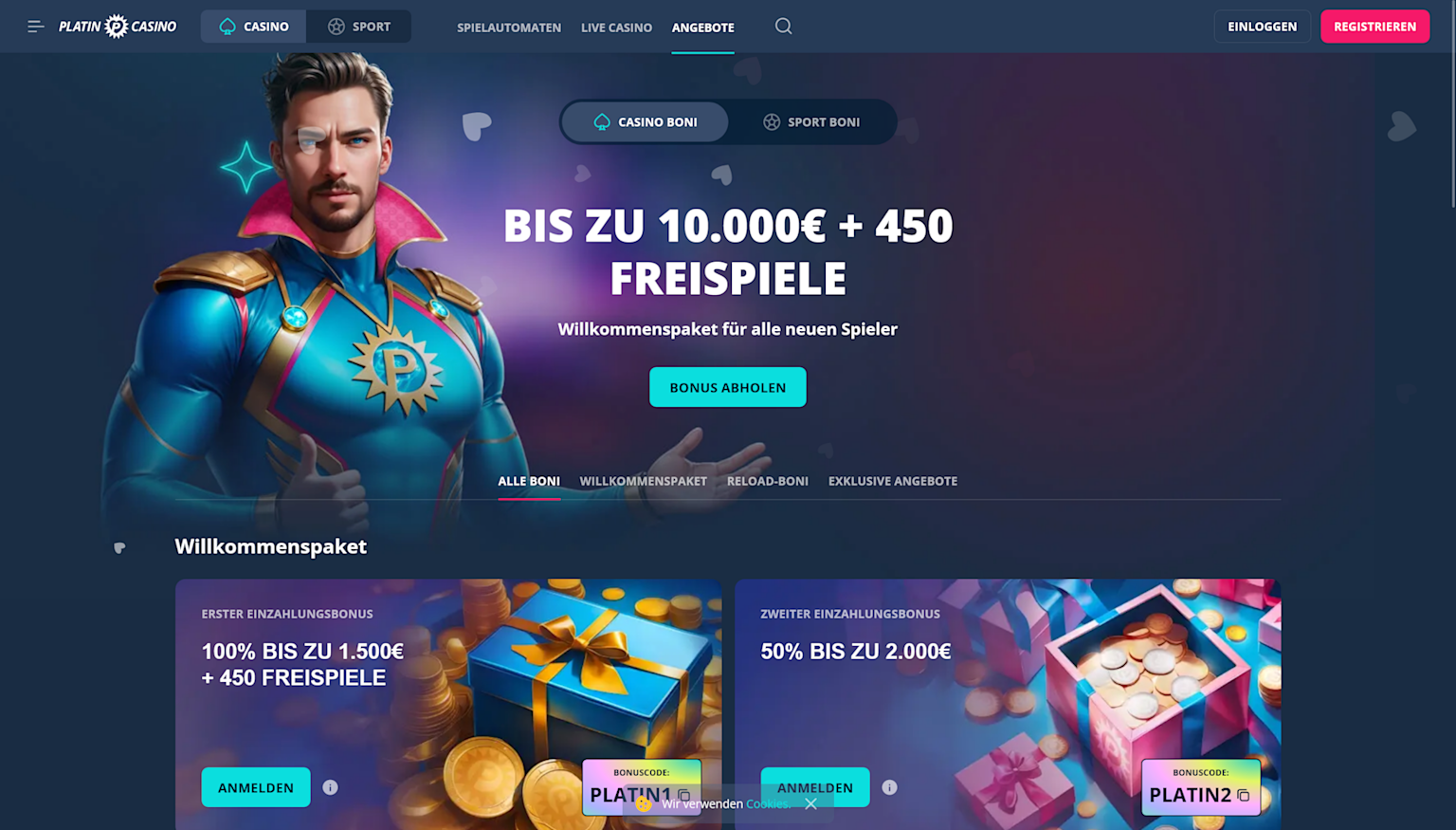 Screenshot of the Bonus Page