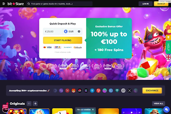 Landing page with welcome bonus