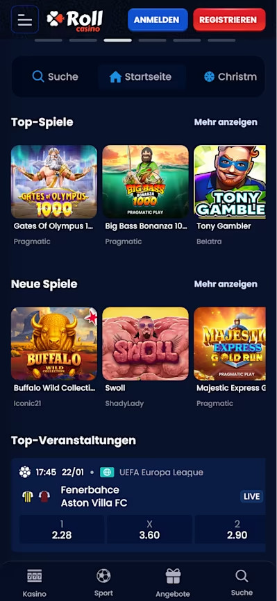 Roll Casino Mobile View