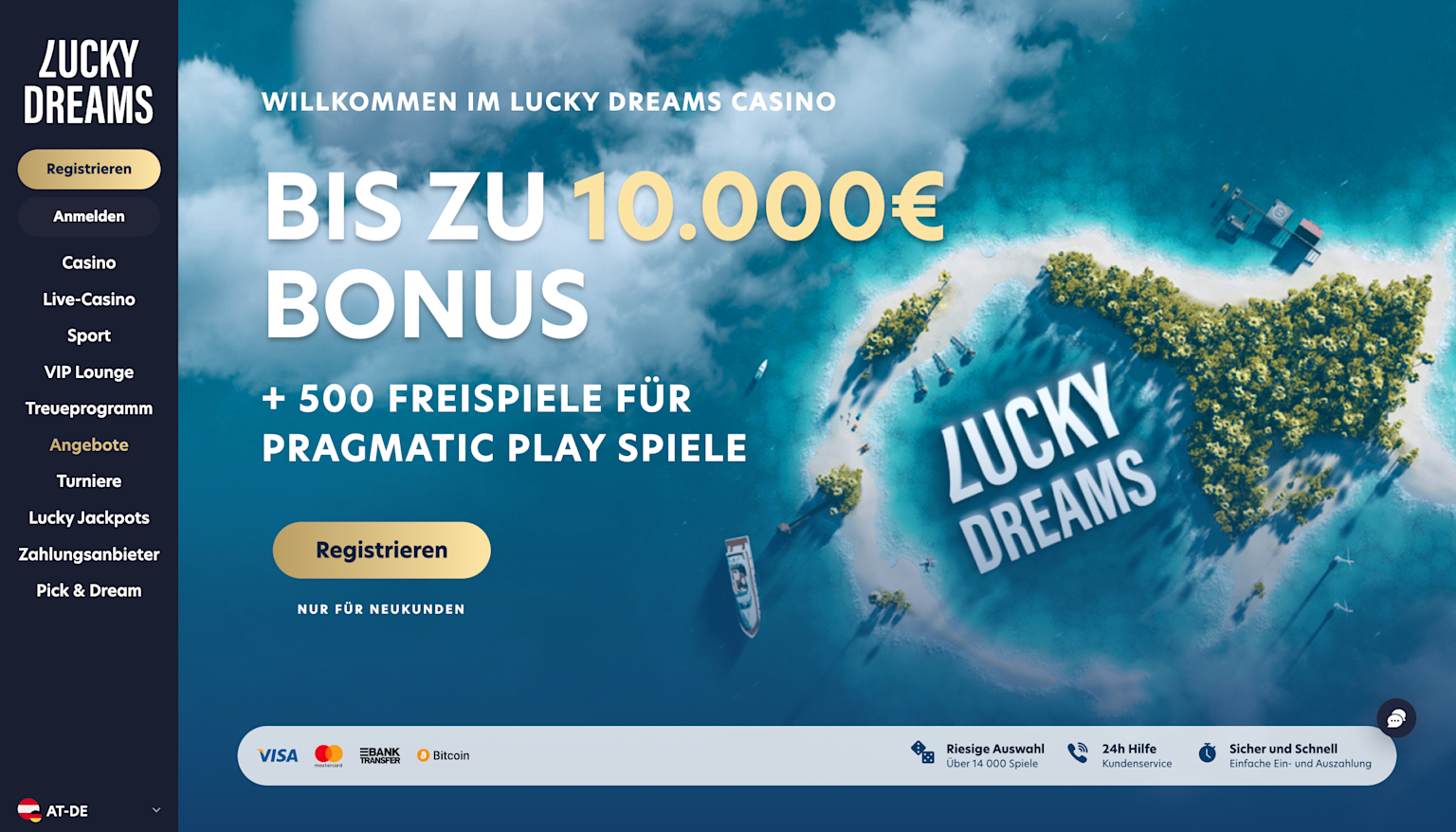 LuckyDreams Landing Page with Welcome Bonus