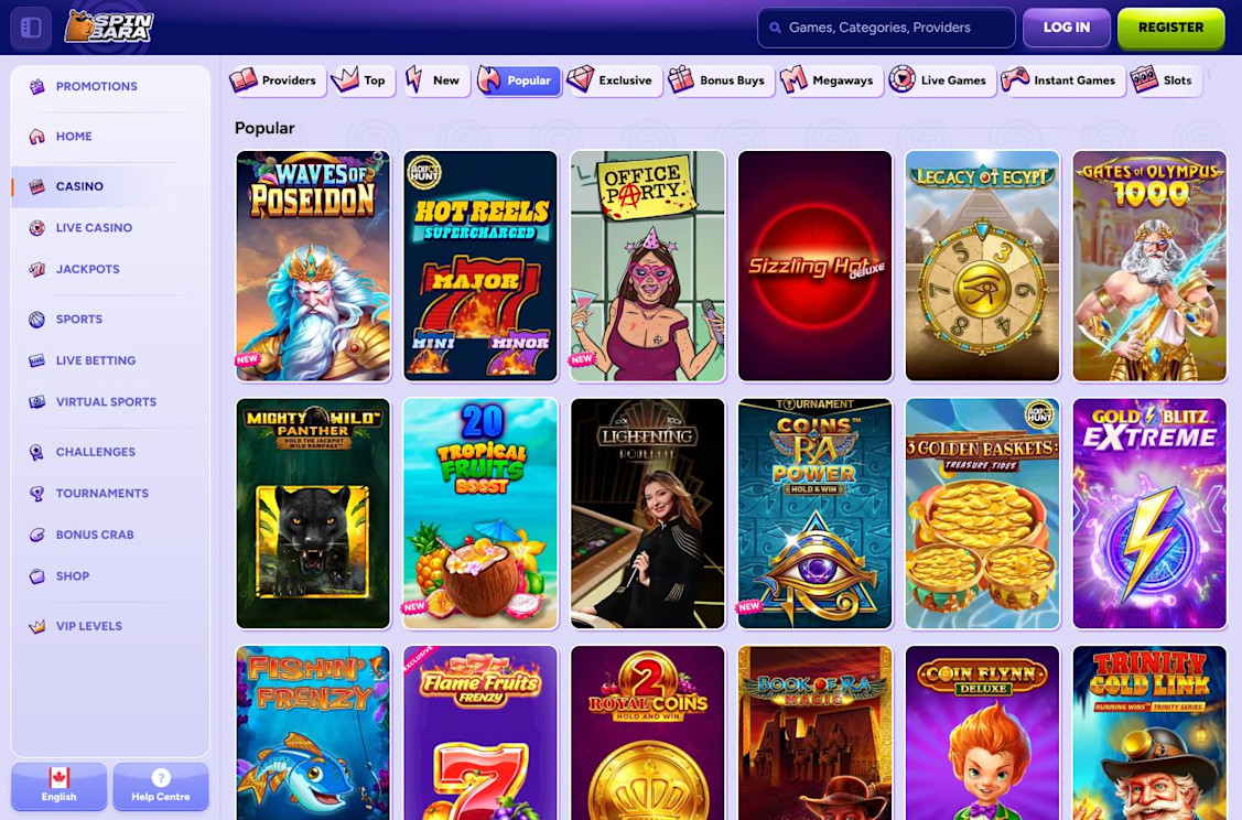 Spinbara Casino sreenshot 3