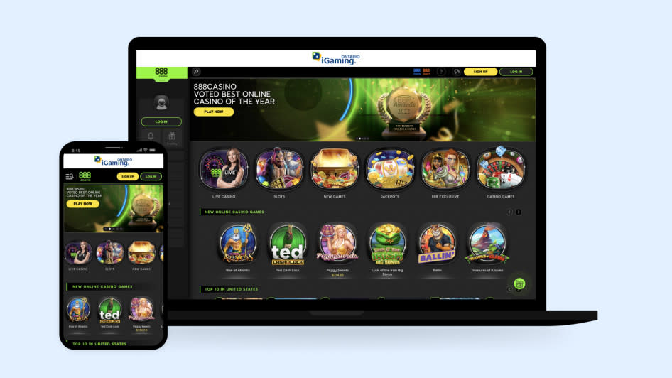 888 Casino in Ontario shown on mobile and desktop devices