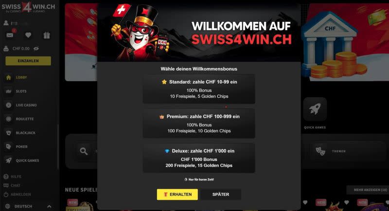 Swiss4Win Bonus Screenshot Step 3