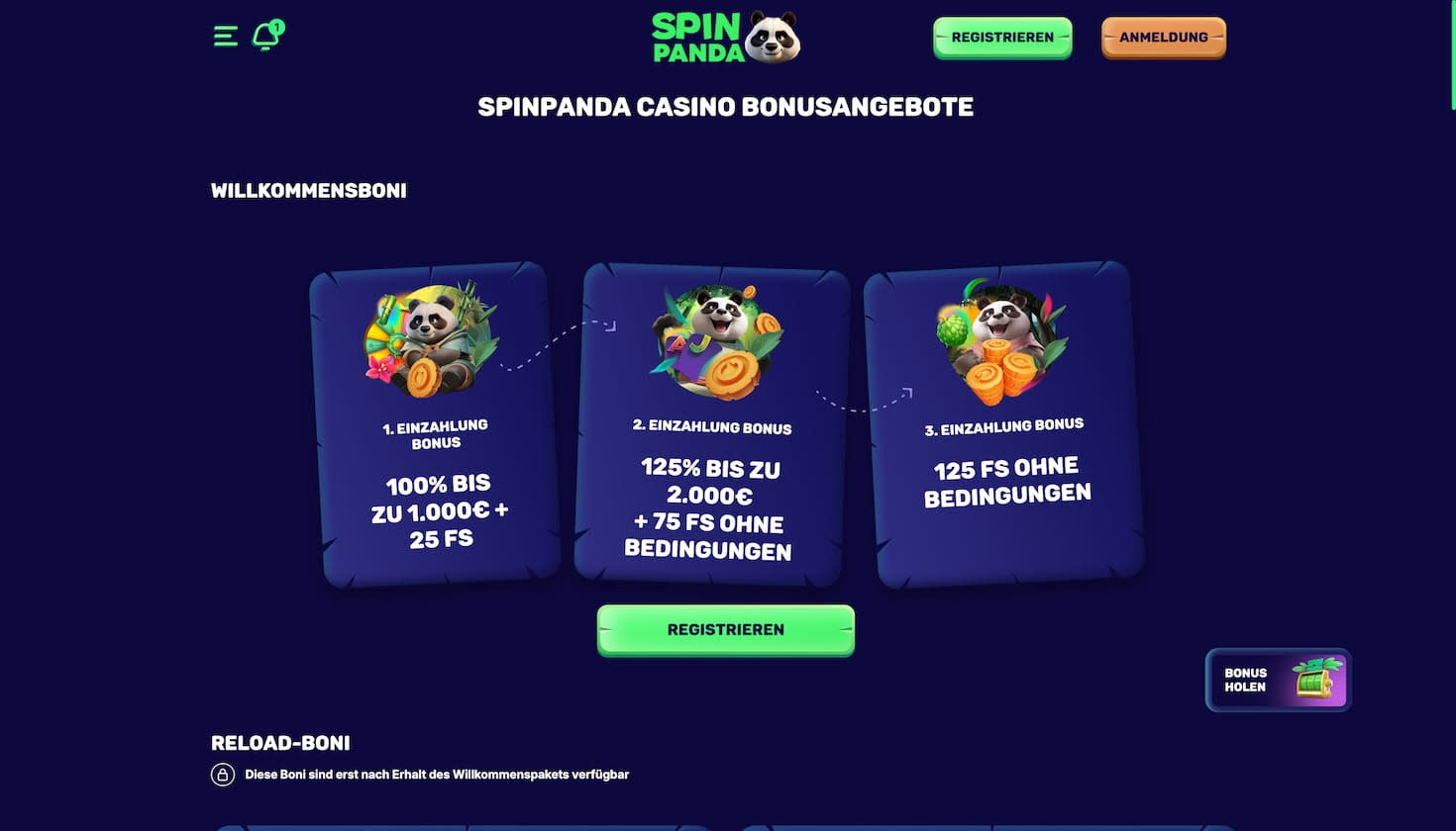 Bonusangebote im SpinPanda Casino