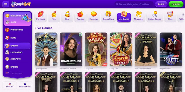 Robocat casino live games