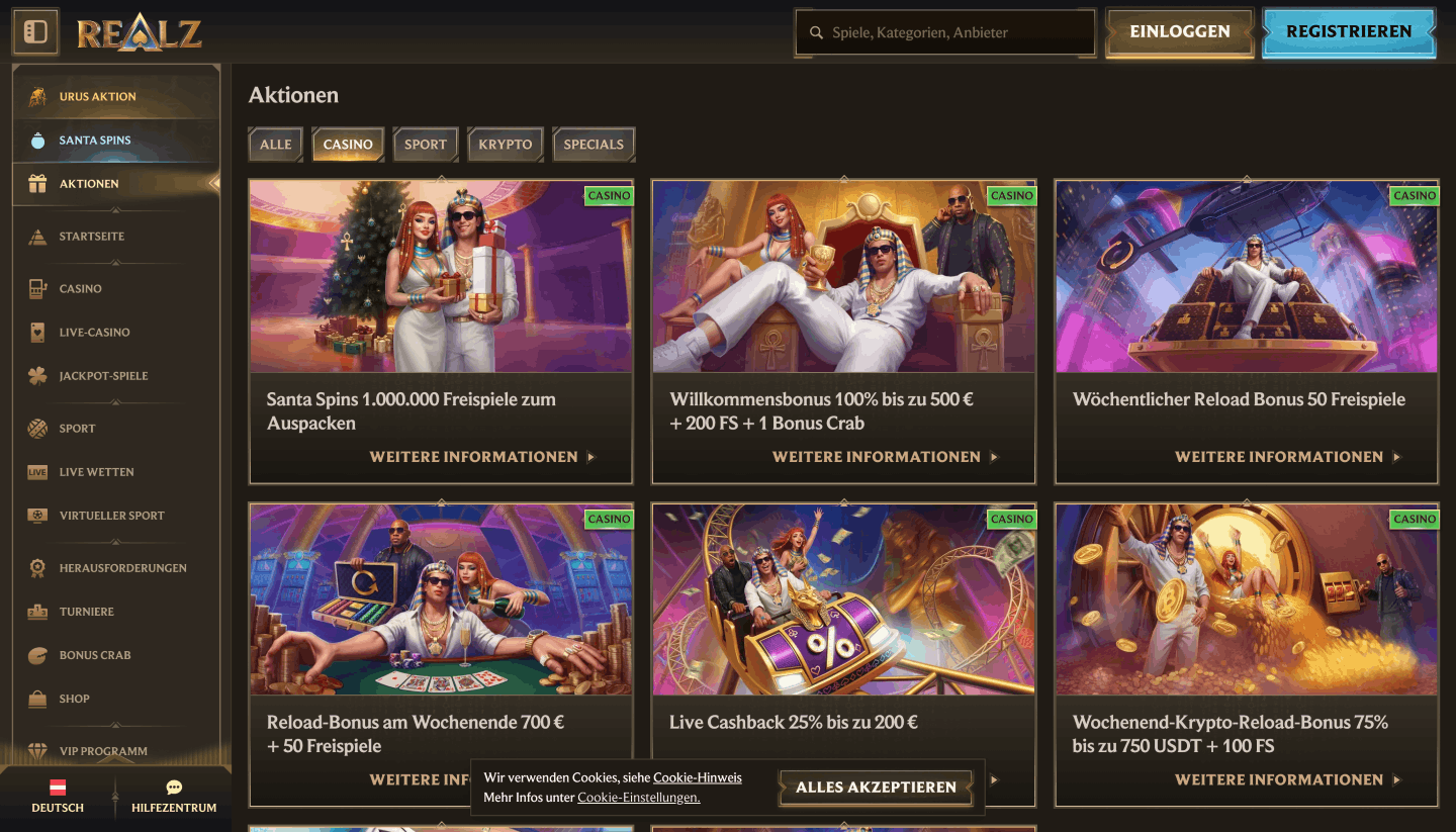 Weitere Promotions im Realz Casino