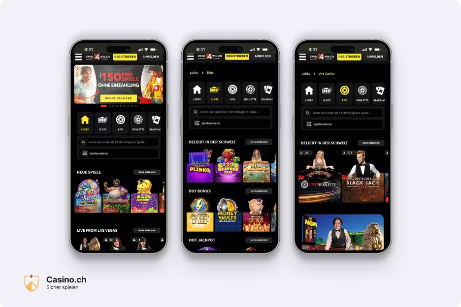Swiss4Win Casino App Screenshot