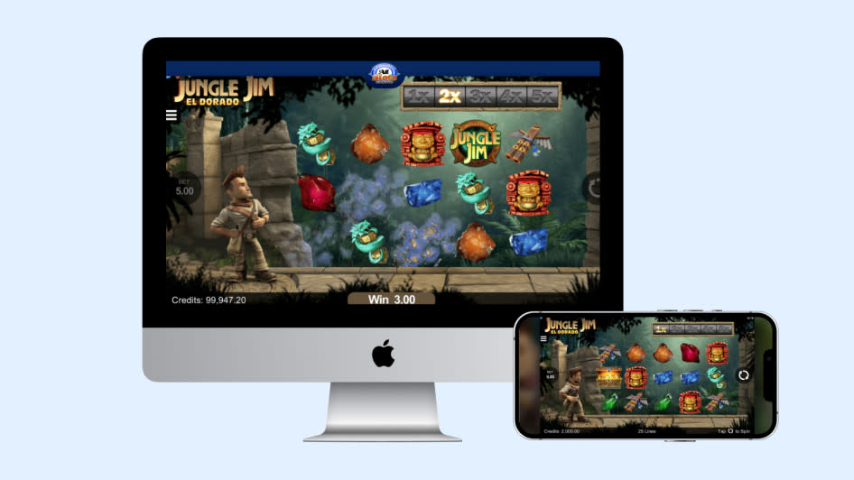 All Slots Casino showcasing popular online slot game on Apple mobile and desktop devices