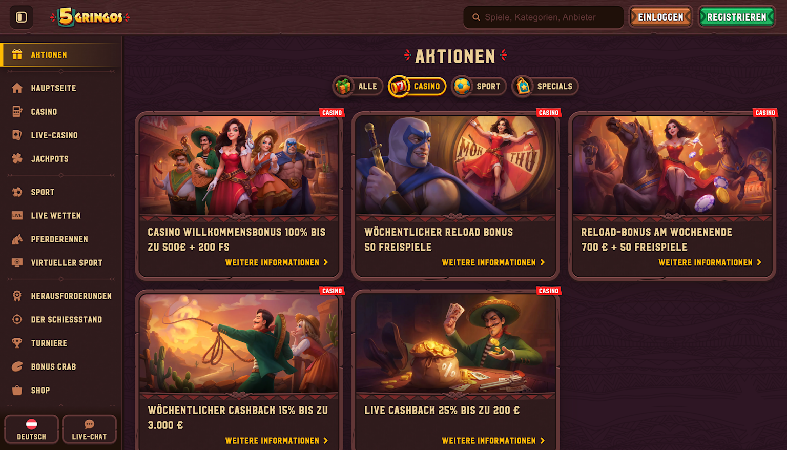 5Gringos Casino Bonusangebot