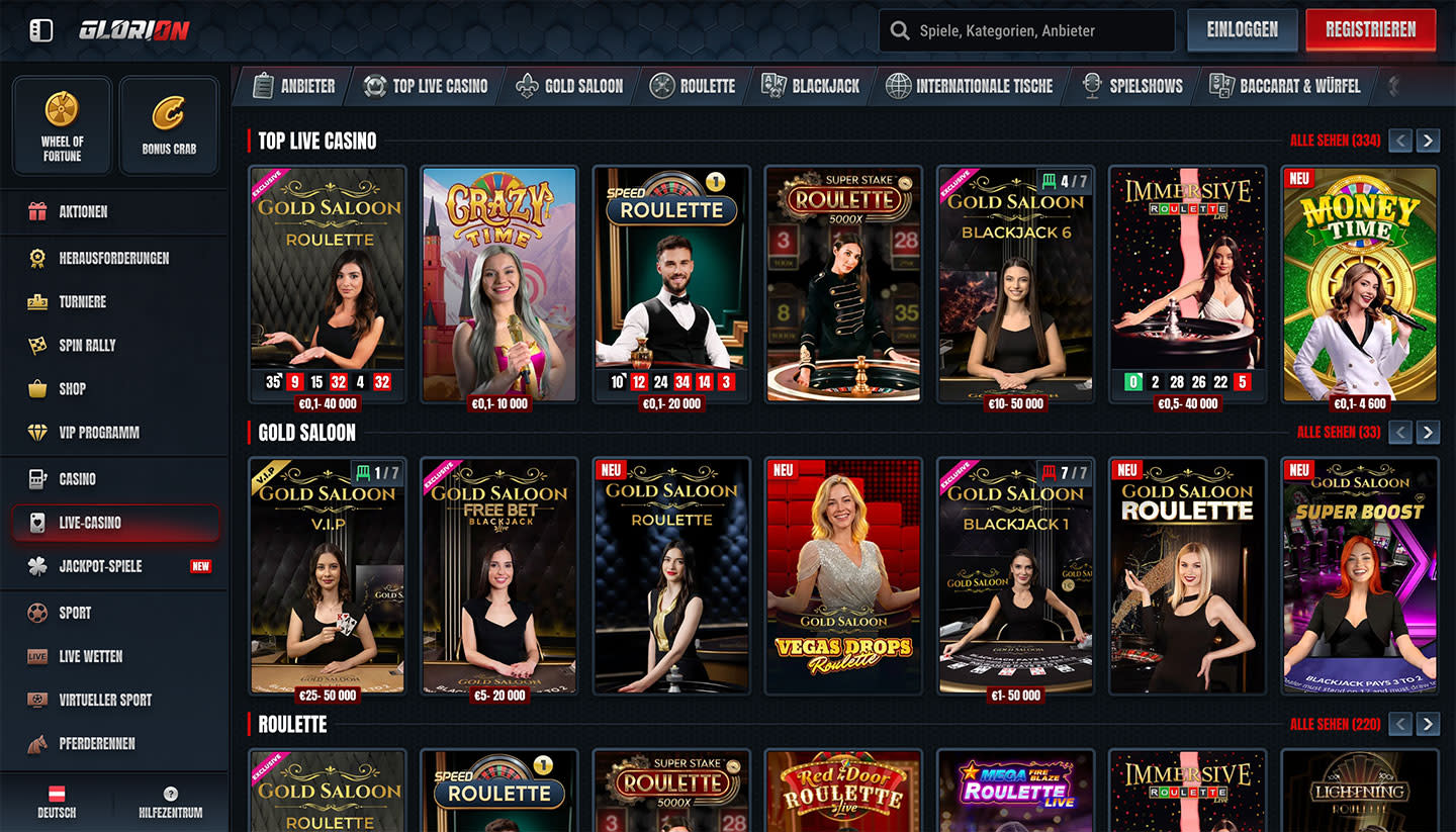 Glorion casino live casino