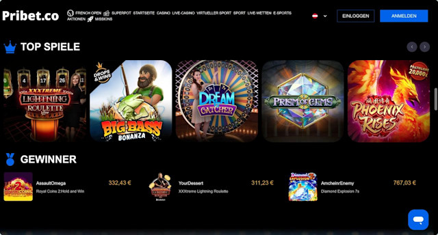 Pribet Online Casino Top Games