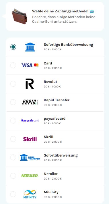 LuckyDays Payment Methods