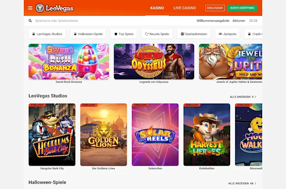 LeoVegas homepage