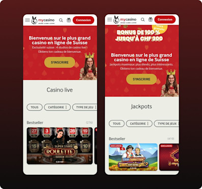 Casino en direct et jackpots mycasino sur mobile