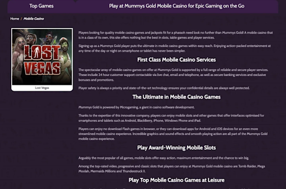 Mummys Gold Casino screenshot 3
