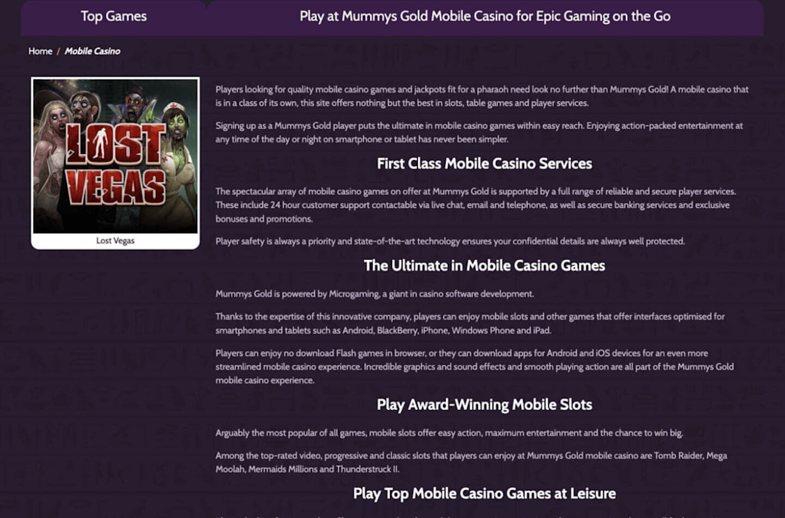 Mummys Gold Casino screenshot 3