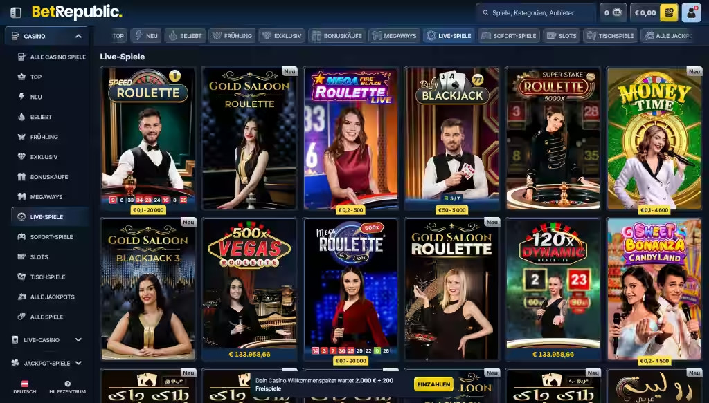 Live-Casino von BetRepbulic
