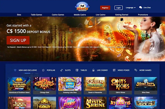 All Slots Casino homepage