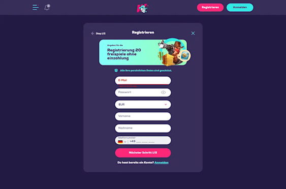Registration page