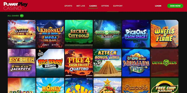 A showcase of the slots games available at Powerplay