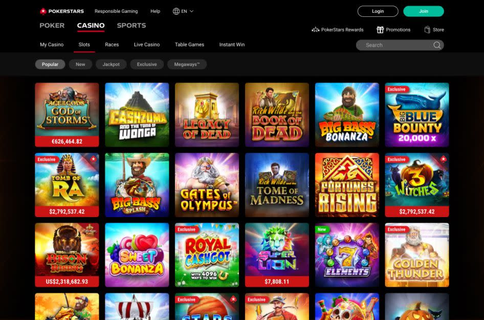 PokerStars slots games