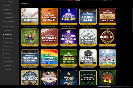 DraftKings Ontario online casino with its range of table games