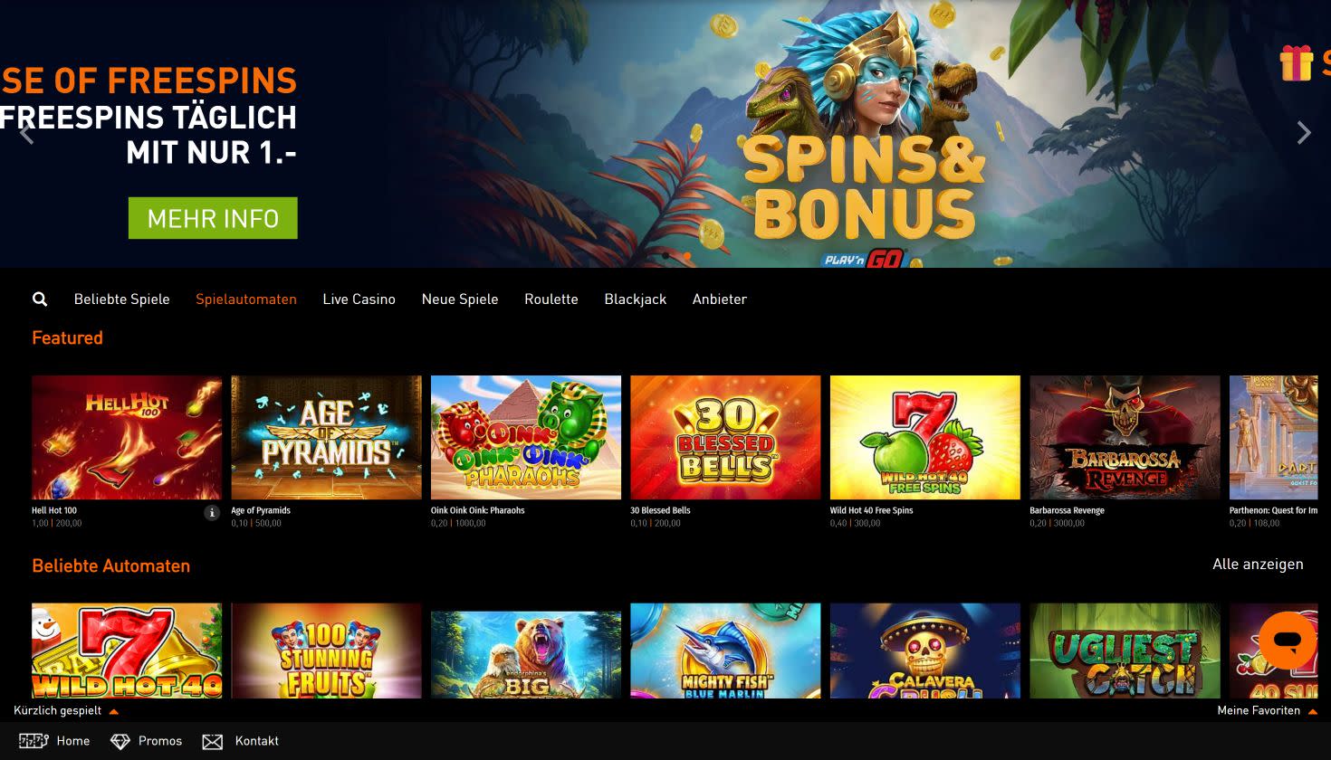 Casino777 Spielauswahl