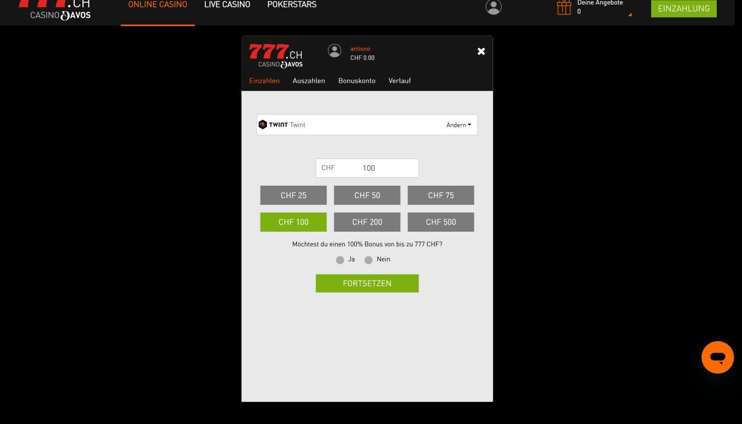 Casino777 Einzahlung