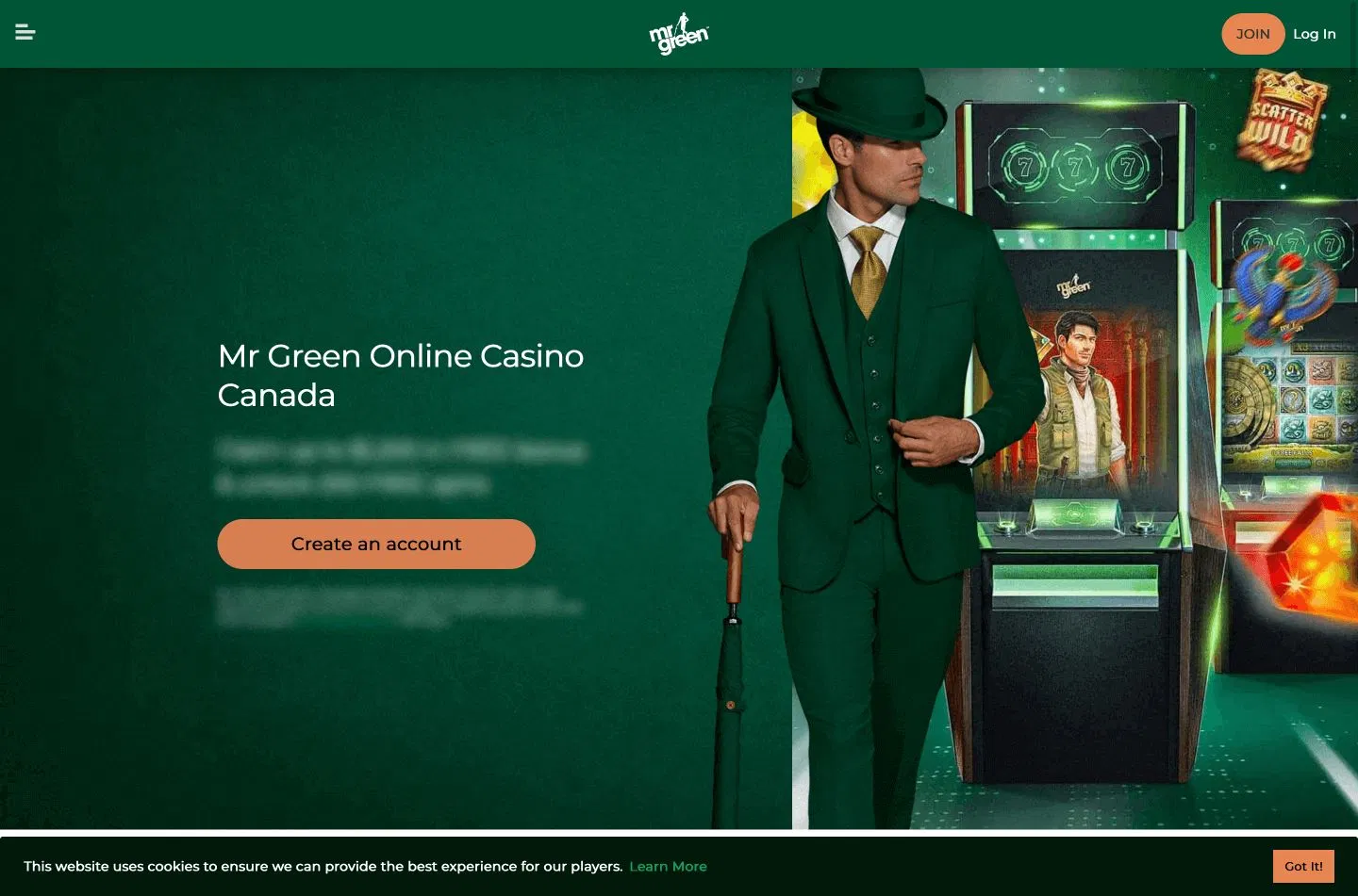 Mr Green landing page