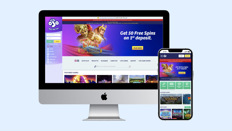 PlayOJO online casino shown on Apple mobile and desktop devices