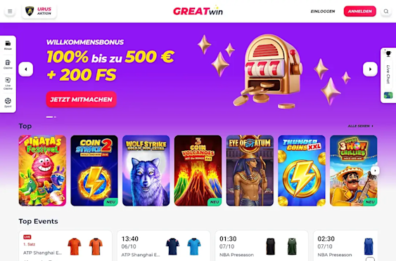 Landing page with welcome bonus