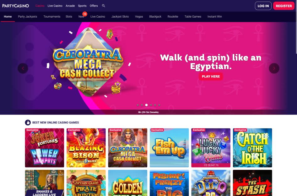 PartyCasino homepage