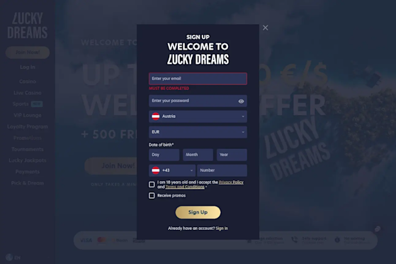 Registration page