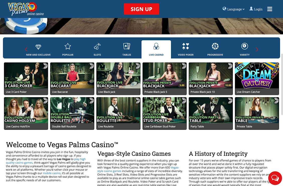 Vegas Palms live casino