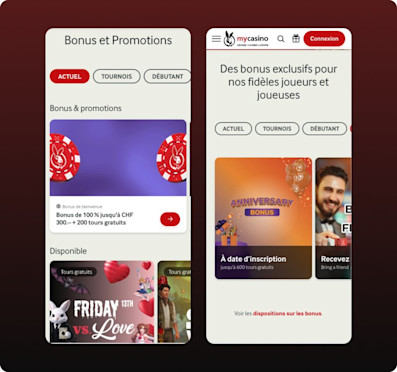 Section des bonus mycasino sur mobile