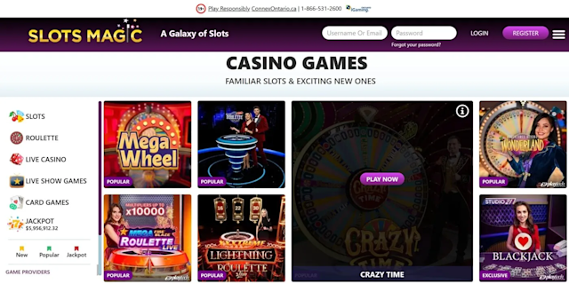 Slots Magic games show titles