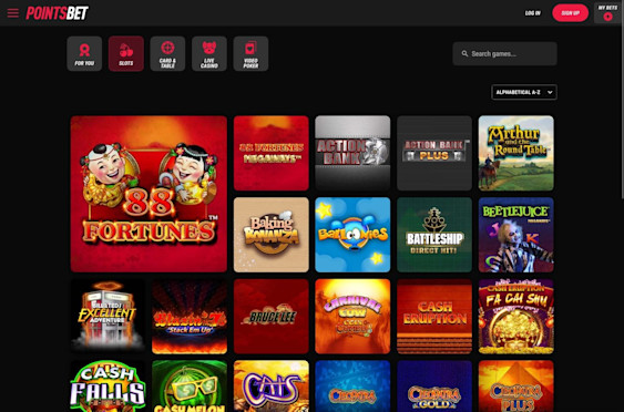 PointsBet Ontario online casino displaying its collection of online slot games