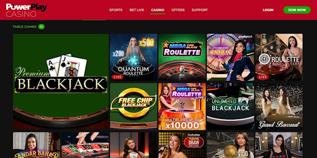 A selection of popular table games