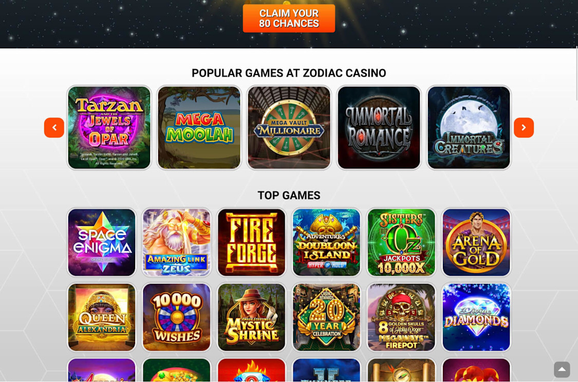 Zodiac Casino top games