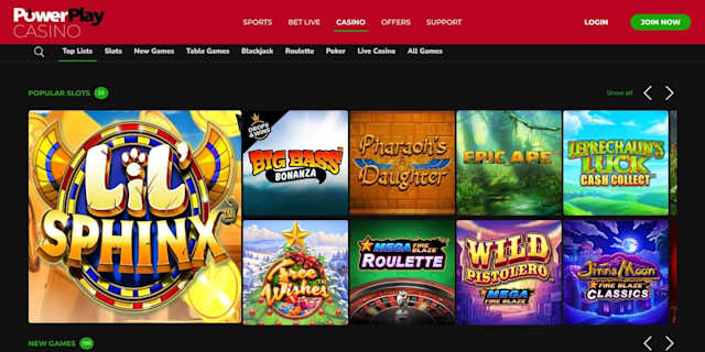 A showcase of the popular slots games at Powerplay