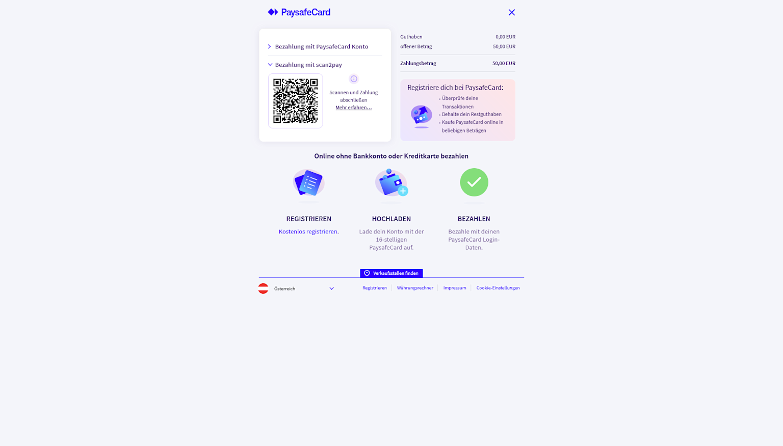 Screenshot of how to Confirm a Deposit with PaysafeCard at Vegasino