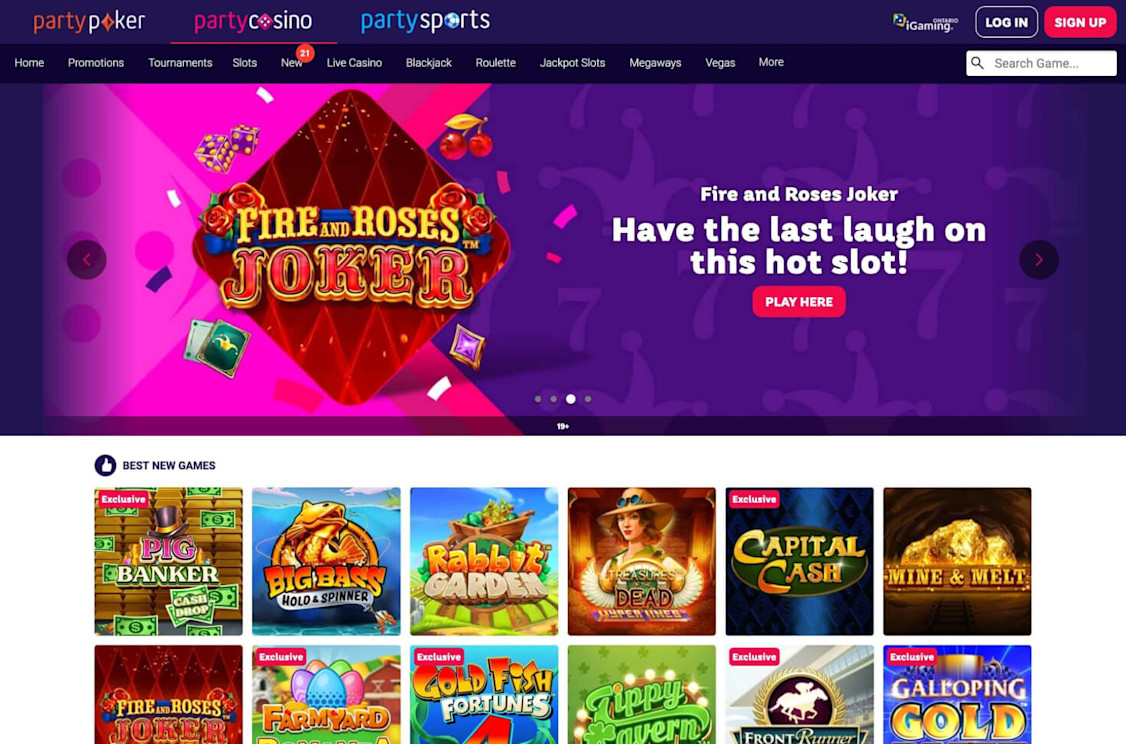 PartyCasino Ontario homepage