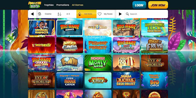 A selection of hot slots games at Amazon Slots