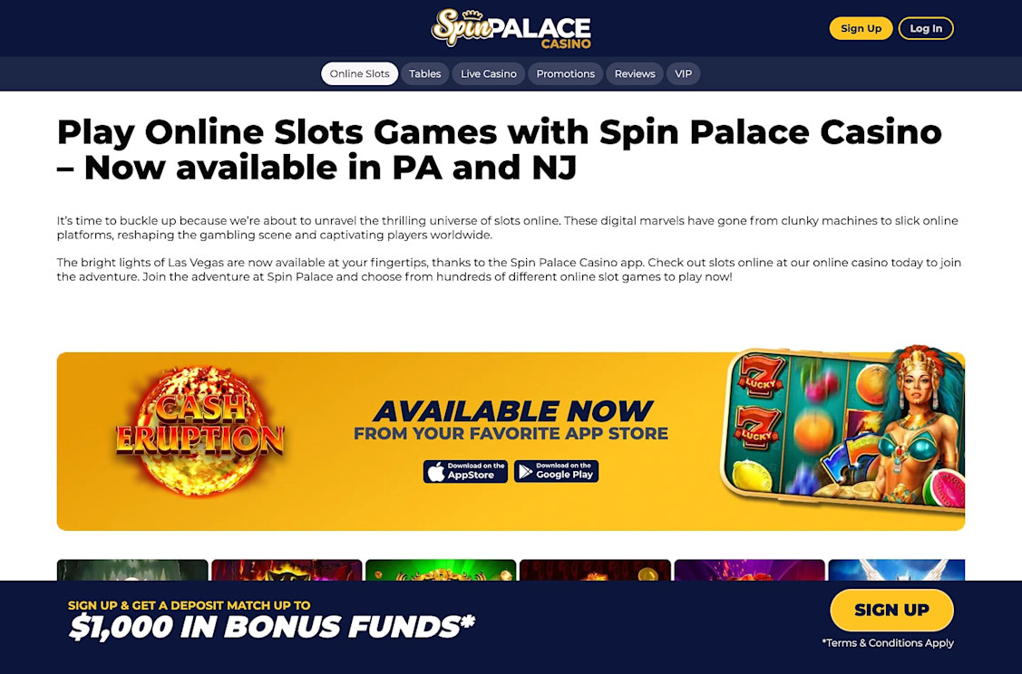 Spin Palace New Jersey screenshot 2
