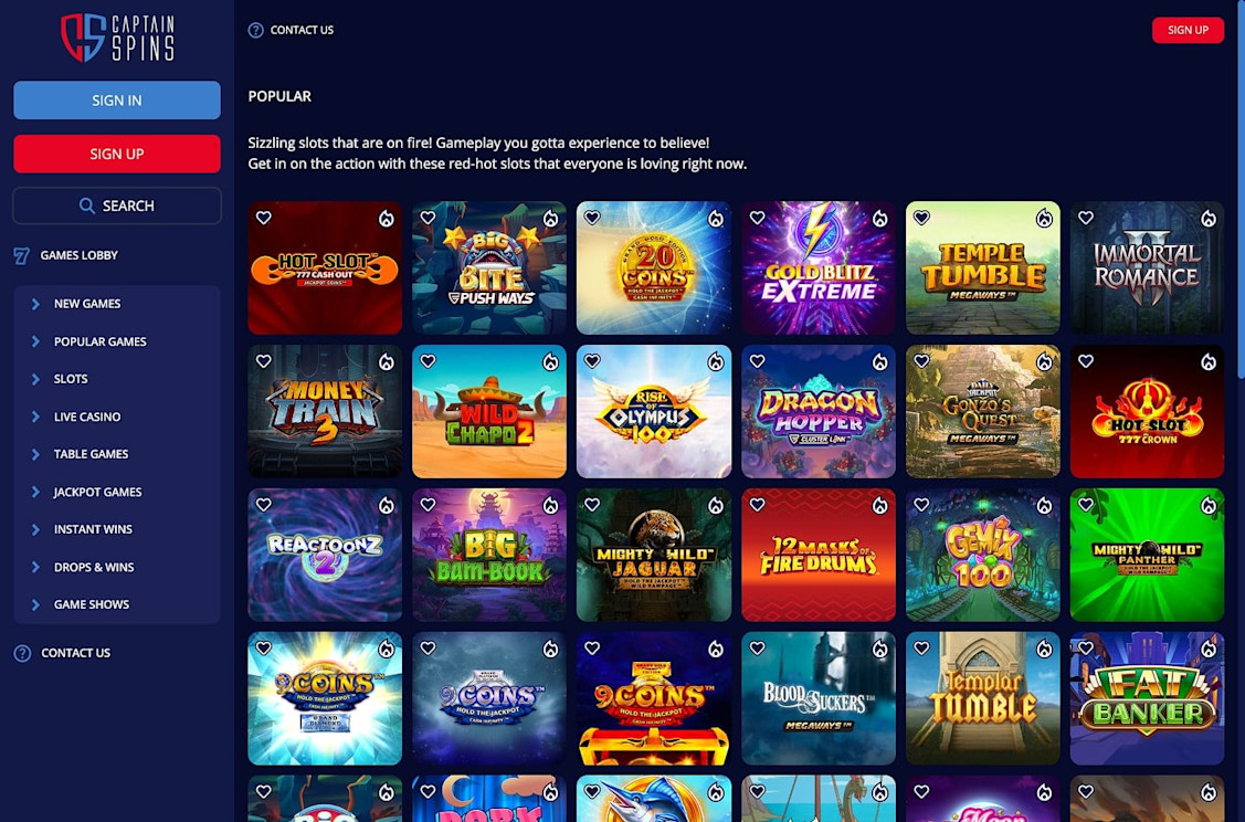 Captain Spins casino screenshot 3