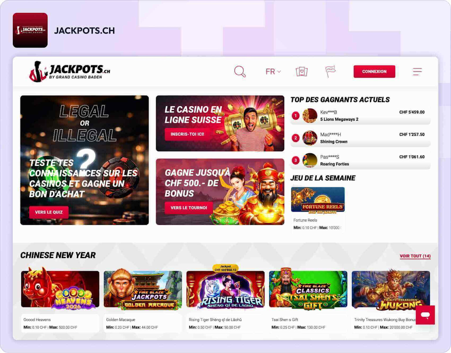 Étape une pour ouvrir un compte sur Jackpots.ch
