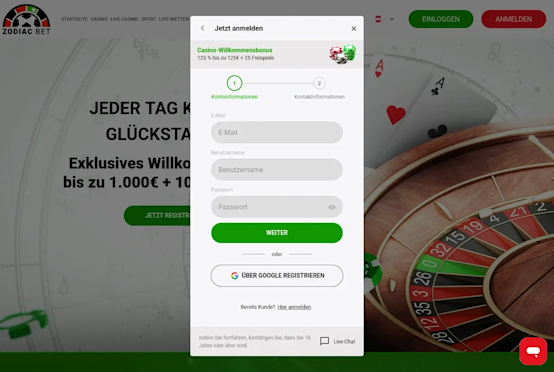Registration page