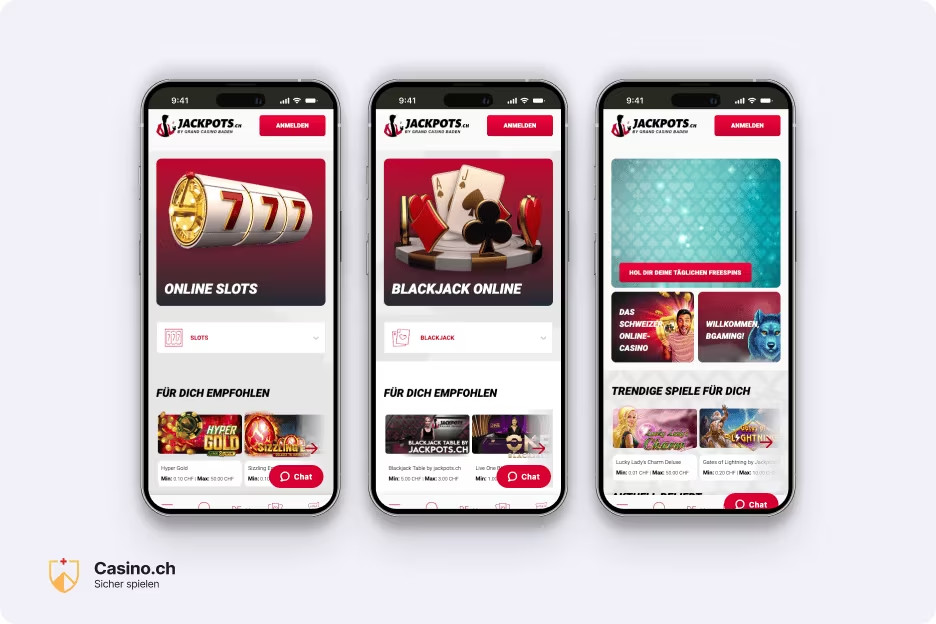 Capture d'écran mobile de Jackpots.ch