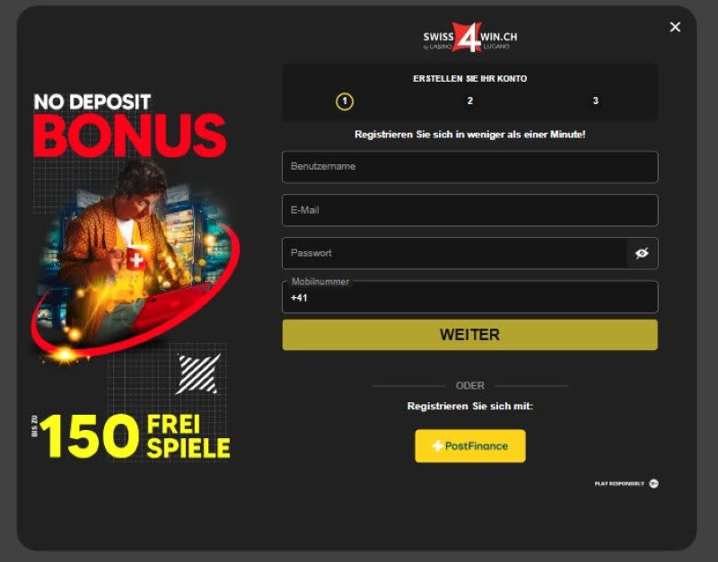 Swiss4Win Bonus Screenshot Step 1