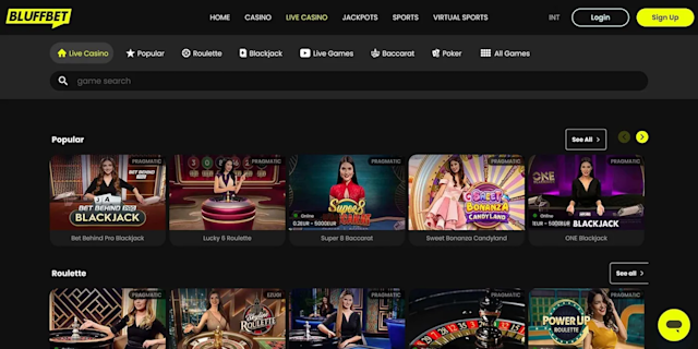 Bluffbet live casino games